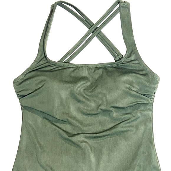 Hurley Amazon Jungle Green Ribbed UPF 50+ One-Piece Bathing Suit Swimsuit L NEW - Picture 1 of 9